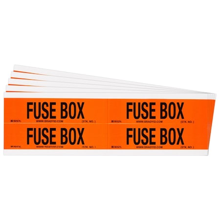 Fuse Box Conduit And Voltage Lbls 1.125 In H X 4.125 In W BK On OR 5/PK